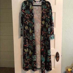 EUC LuLaRoe M/L Sarah - Black/Orange/Teal